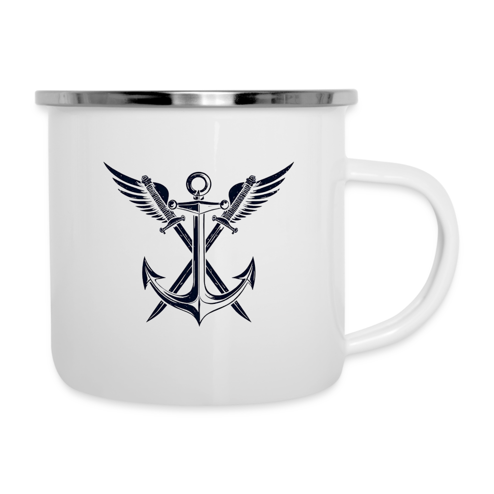 Military - 12 oz Metal Camping Mug - white