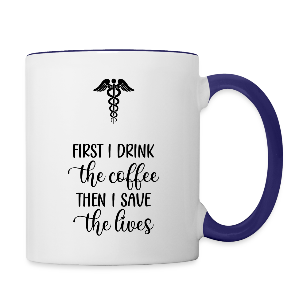 Coffee Then LIves - 11 oz Mug - white/cobalt blue